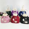 Mommy Bag Hanfu Drawstrings Bag Ruffle Floral Bucket Bag Embroidery Flower Handbag  Ladies/Girls
