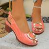 2025 Summer New Foreign Trade Large Size Women's High-heeled Sandals Fish Mouth Shoes European and American Style Polyurethane Sole