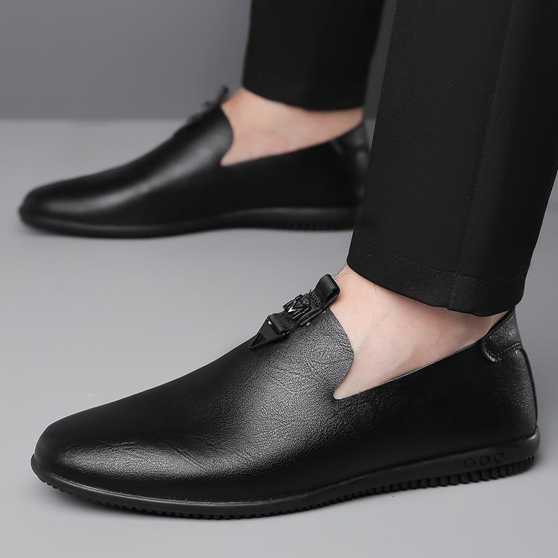 Летняя кожаная обувь комбинезоны мужская обувь мягкая подошва мужская деловая повседневная обувь одна педаль сто башен износостойкие туфли-бобы белая обувь