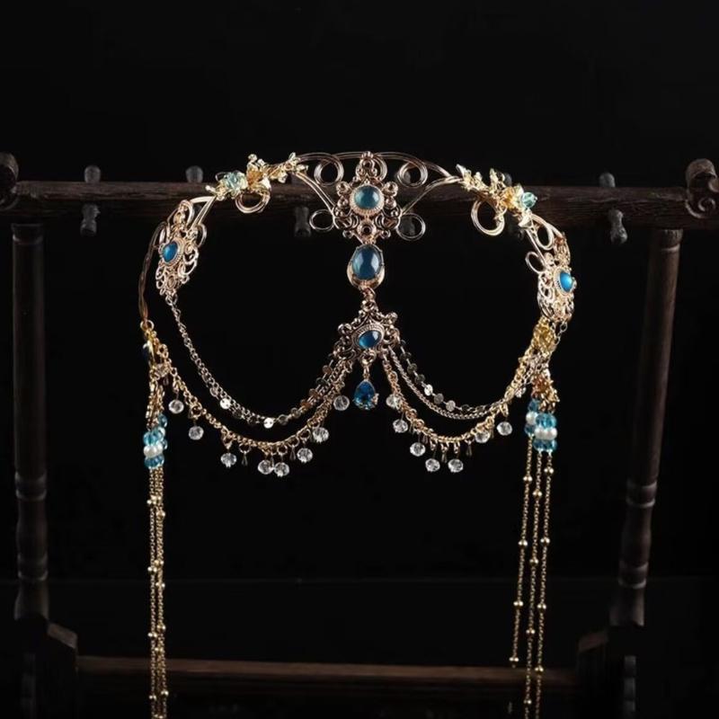 Экзотическое украшение на лоб, Роскошное украшение на лоб с жемчужной подвеской, Стильная бахрома, Головной убор для вечеринок