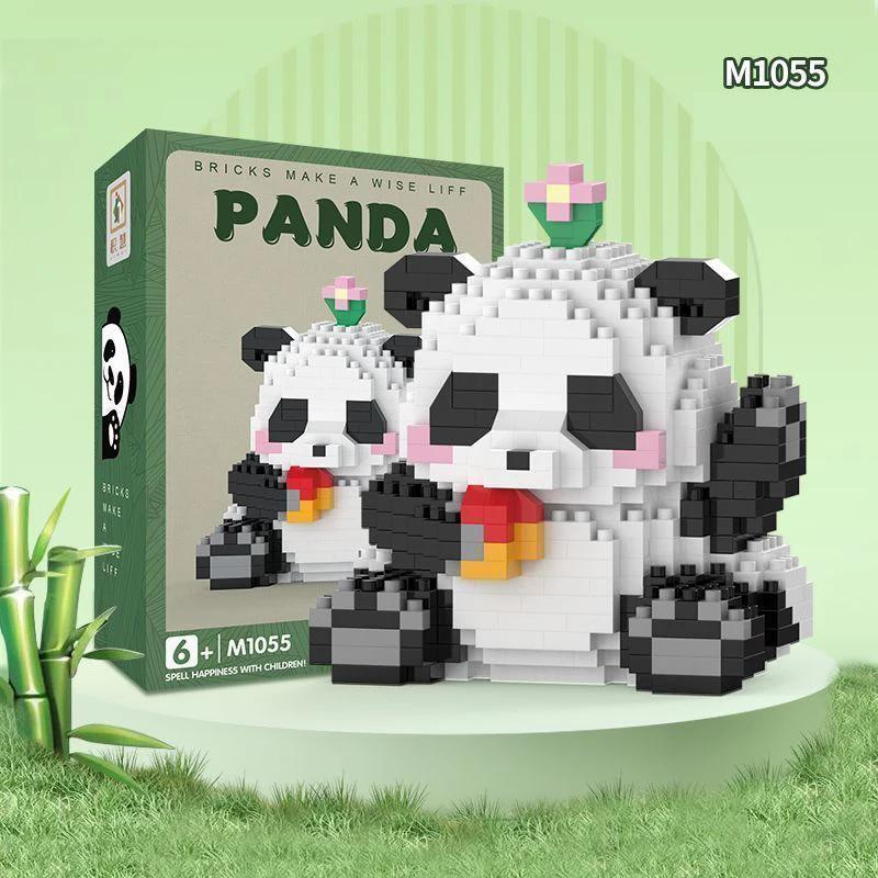 500PCS Creative Cute Mini Panda Building Blocks Micro Bricks Assemble Decoration Toy With Box Birthday Gift for Boys and Girls