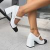 French Retro Color Matching Mary Jane Shoes Women's 2025 New Fashion Small Fragrant Style One-word Buckle High Heel Thick Heel Small Leather Shoes