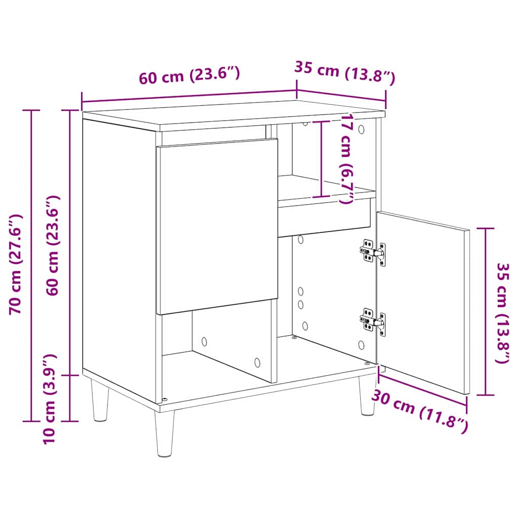 Sideboards 3 pcs Black Oak Effect 60 x 35 x 70 cm