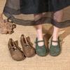 Women Shoes Flats Trand Mary Jane Elegant Retro Fashion Barefoot Comfortable Leather Stitching Female Ethnic Style Loafers