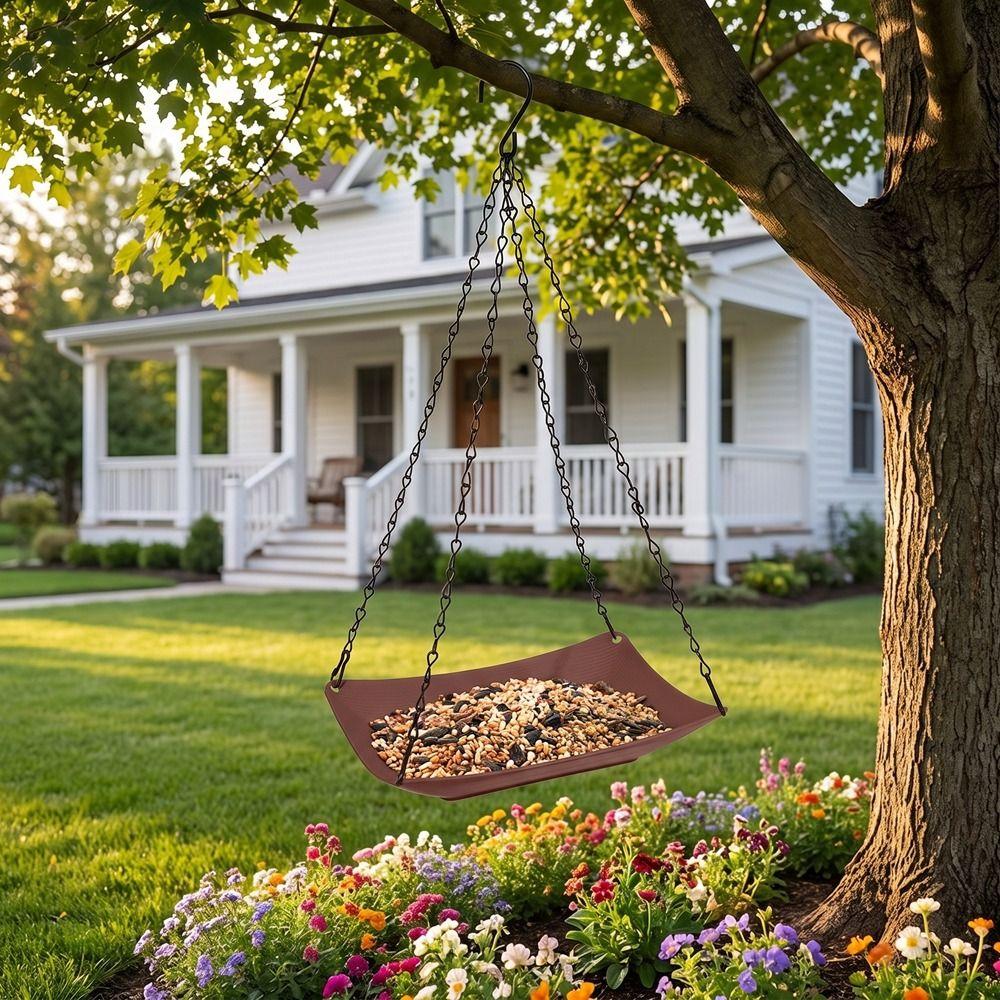 Thickened Hanging Bird Feeder Metal Chain Hook Bird Feeding Platform Retro Style Bird Bath Outdoor
