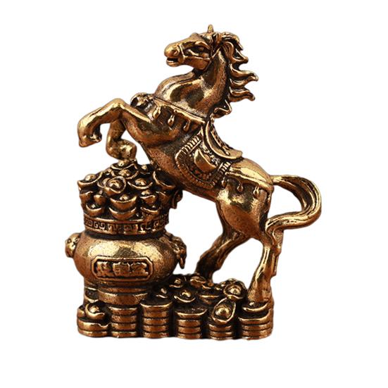 Статуэтка Лошади Фэн-шуй 2026 Год Лошади Настольные Латунные Украшения Китайский Новый Год Благословение Сувенир Скульптура Зодиакального Животного для Фестиваля Домашний Декор