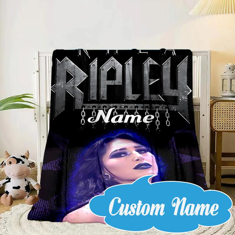 Custom Name Dark Beauty Rhea Ripley Blanket bed sofa Blanket Flannel Blanket for Camping, Hiking, Picnic Essentials,gift for Fan family