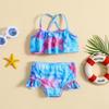 Girls' Fish Scale Print Bikini Swimsuit