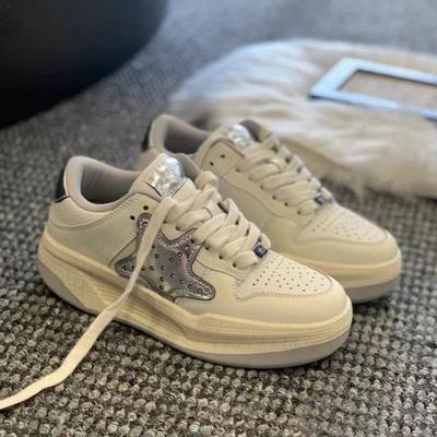 Женские весенние универсальные дышащие маленькие белые туфли на толстой подошве, спортивные и повседневные туфли-доски с морской звездой, модные