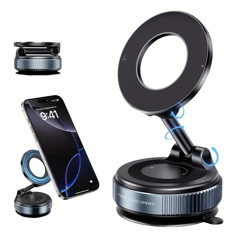 [Улучшенный держатель для телефона 360°] Регулируемый вакуумный магнитный держатель для телефона в автомобиль 360°, улучшенная версия, совместим с зеркалами автомобилей