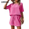Summer Women's Shorts Short Sleeve Tops Set Dressy Batshirt Fashion Shorts Two Piece Set Casual Suit