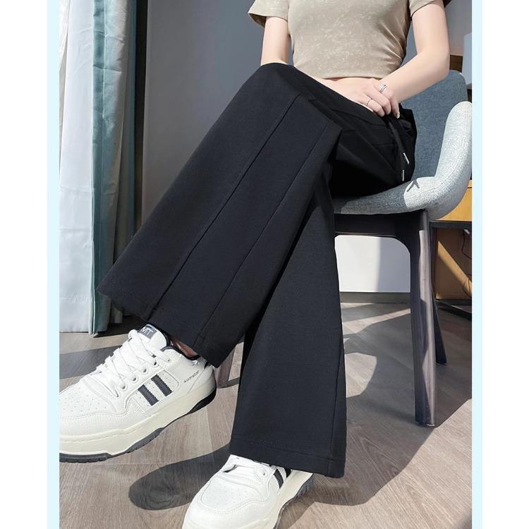 Летние тонкие женские спортивные брюки, широкие брюки, повседневные прямые длинные брюки из ледяного шелка