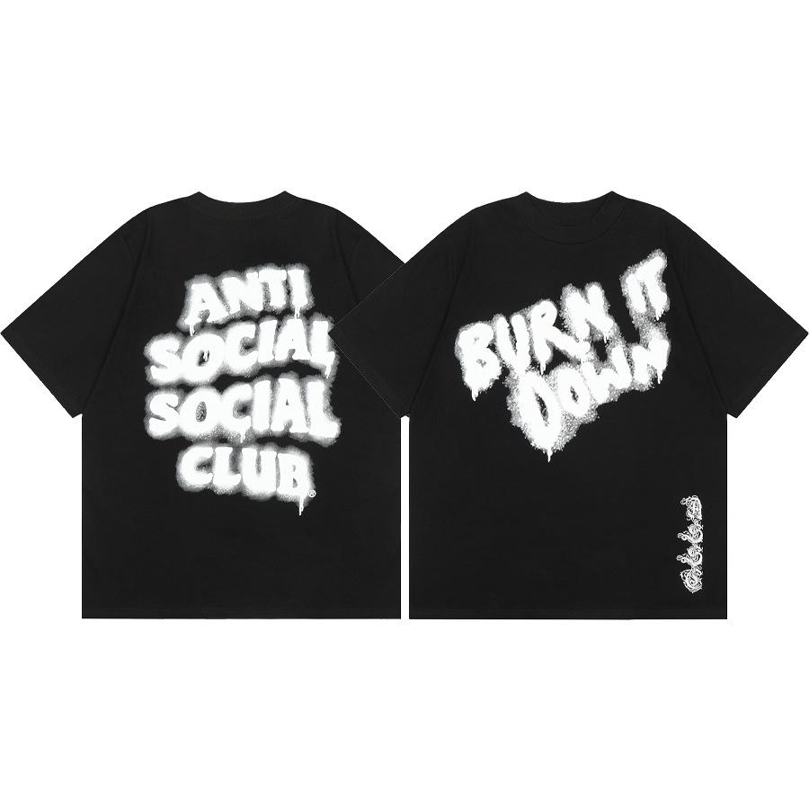 Разница Рыночная Валюта ASSC CLUB Хироси Фудзивара Серия Молния Печатная Свободная Повседневная Футболка с Коротким Рукавом для Мужчин и Женщин