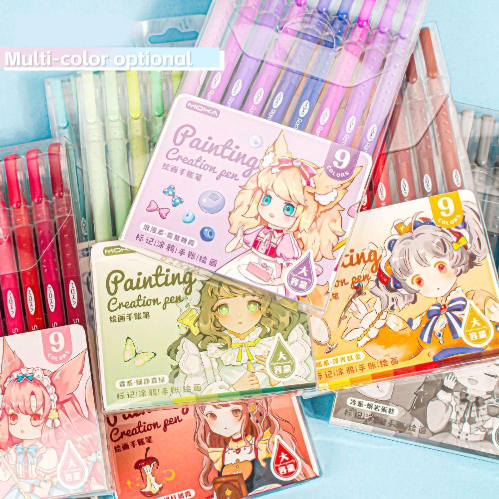 Drawing/Painting/Graffiti Watercolor Pen 9-Colors Scrapbook Pen Professional Marker Pen