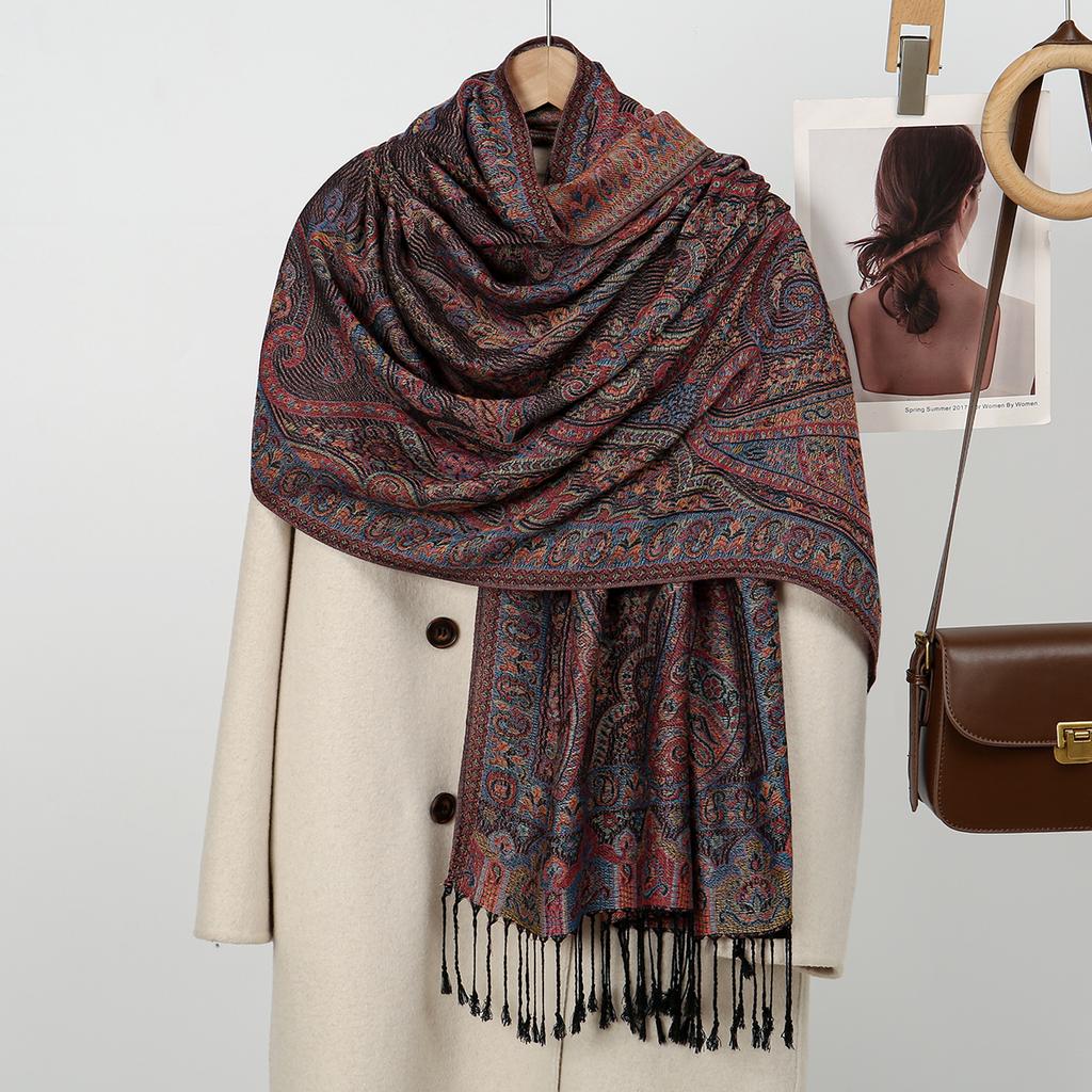 Paisley Embroidery Cotton Hijab Scarf For Woman Muslim Hijabs Pashmina Tassels Shawls Fashion Long Wraps Foulard Islam Turban