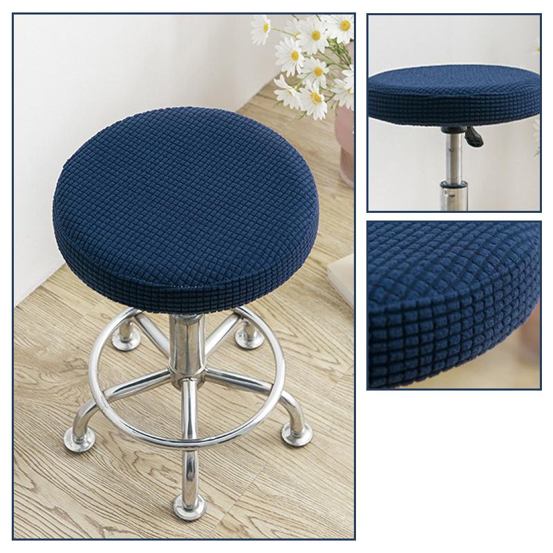 Slipcover Bar Stool Cover Round Chair Cover Anti-Dirty Solid Seat Cushion Protector Removable Stool
