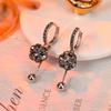1011 New Trendy Temperament Elegant Coffee Color Zircon Small Ball Ear Buckle Light Luxury Celebrity Style Crystal Ball Internet Celebrity Earrings