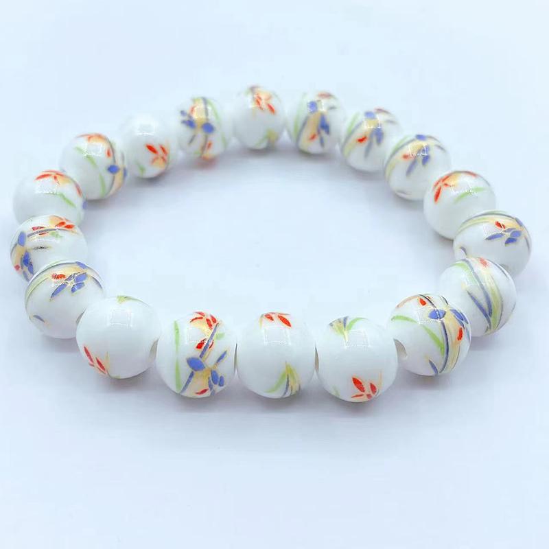 Сине-белый фарфоровый керамический браслет из бусин - этнический стиль, креативные аксессуары ручной работы для украшений в национальном стиле