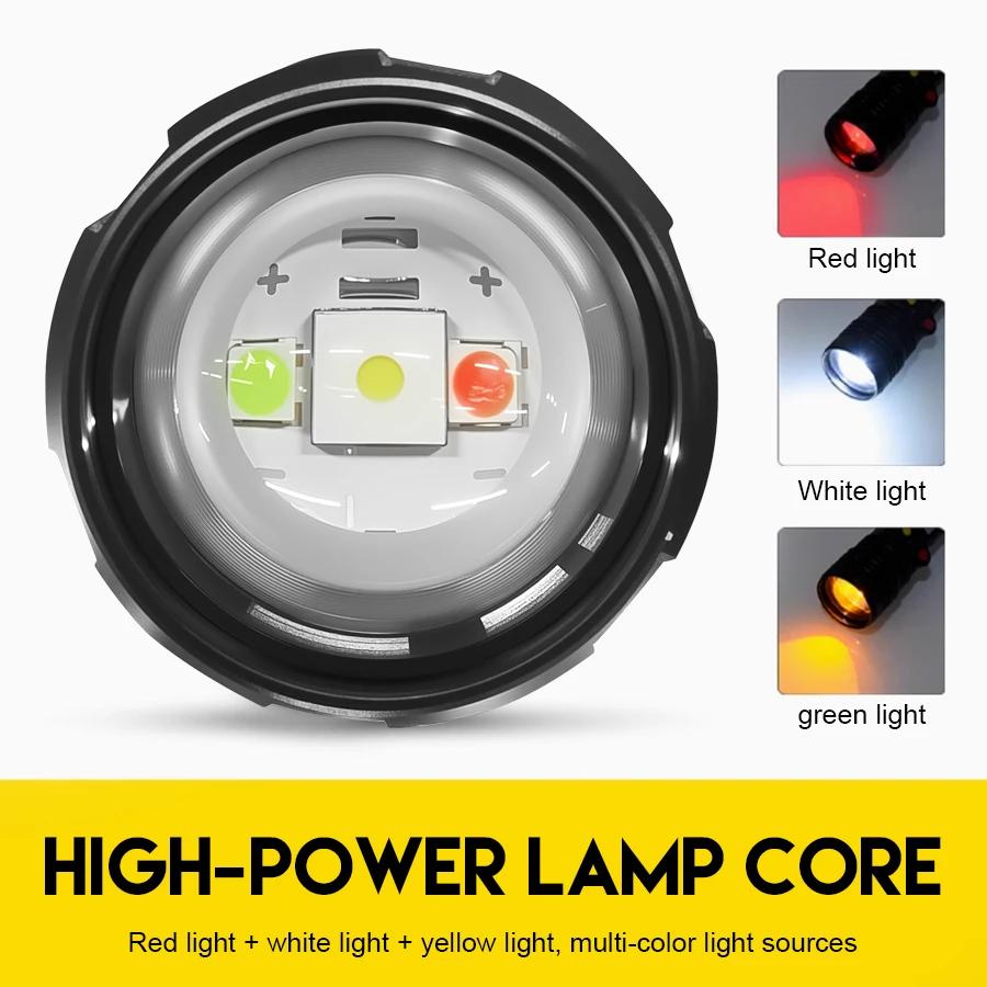 Rechargeable Led Flashlights Multi-Light Sources Led Flashlight With Built-in Battery Torch For Fishing Hunting Camping Lanter