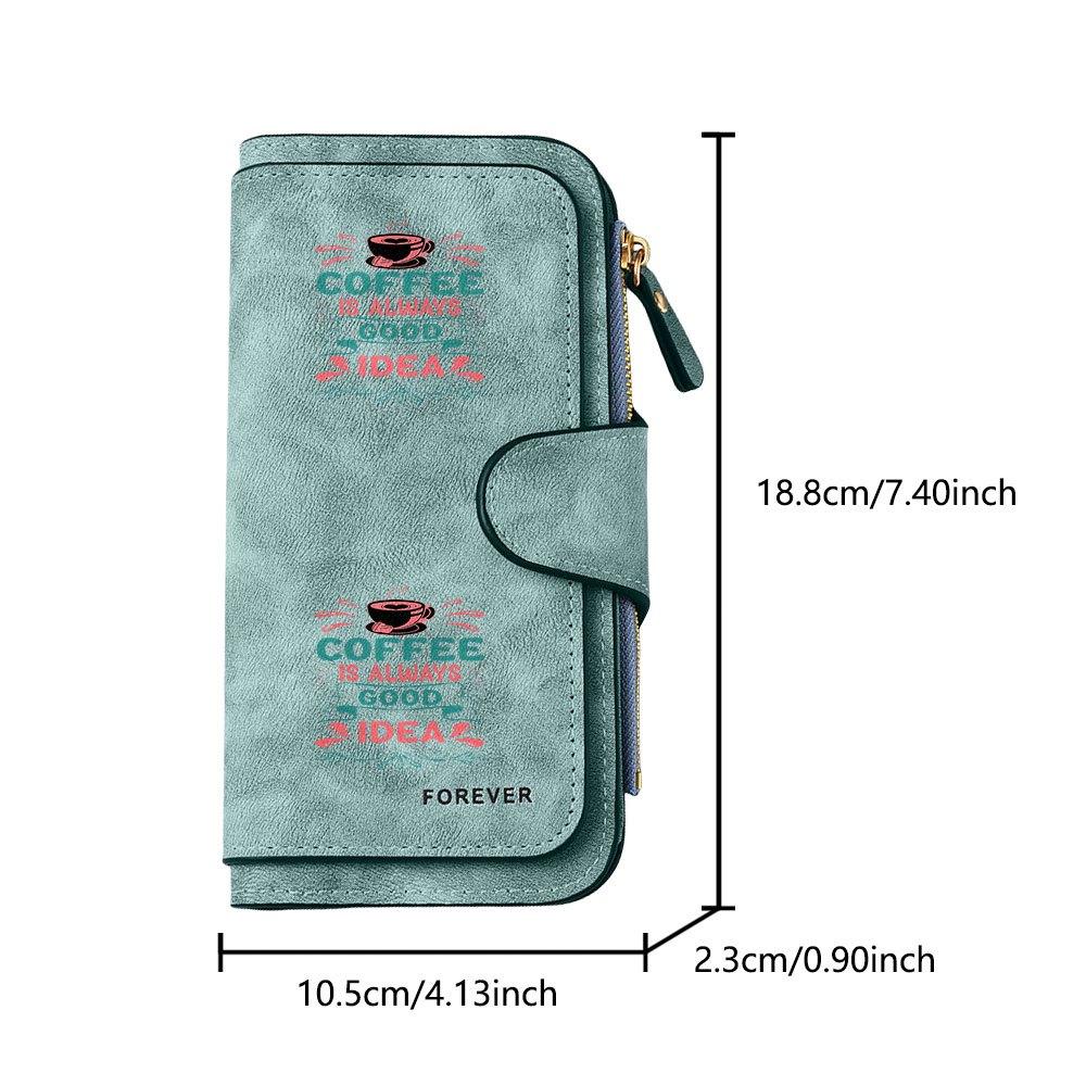 Coffee-themed printed men's large-capacity wallet with business card slot and cash pocket, suitable for formal occasions and office use, a gift for