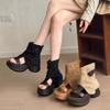 Fashion Casual Heightening Pants Boots Women's Cool Boots Summer Retro Herringbone Sandals Open-toed Roman Platform Sandals Short Boots