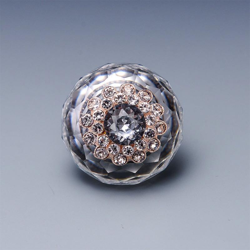 40 мм роскошные хрустальные дверные ручки из цинкового сплава, тянущая ручка для ящика шкафа, шкафа, кухонной двери