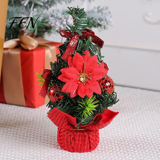 Mini Christmas Tree for Desk Desk, Artificial Pine Tabletop Decor, Decorative Balls And Floral Art Reusable Festive Centerpiece Home Office,