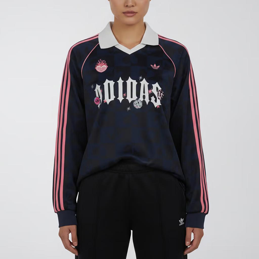 adidas Оригинальная футболка-поло с длинным рукавом, свободный крой, спортивная, женская, KY2020