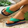Fashion Rainbow Bottom Platform Flip Flops for Women Summer Fashion Clip Toe Wedges Sandals Woman Lightweight Thick Sole Beach Slippers