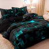 3pcs 3D Digital Print Energy Block Geometric Cube Modern Grid Plaid Checked Bedding Set Includes 1*Duvet Cover & 2*Pillowcases