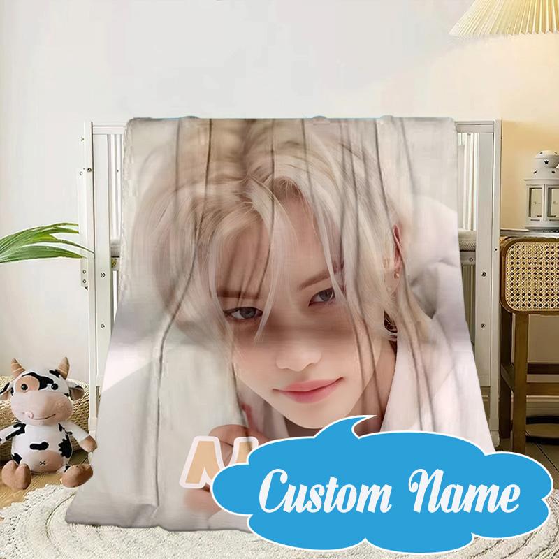 Custom Name K-pop Idol Collage Blanket bed sofa Blanket Flannel Blanket for Camping, Hiking, Picnic Essentials,gift for Fan family
