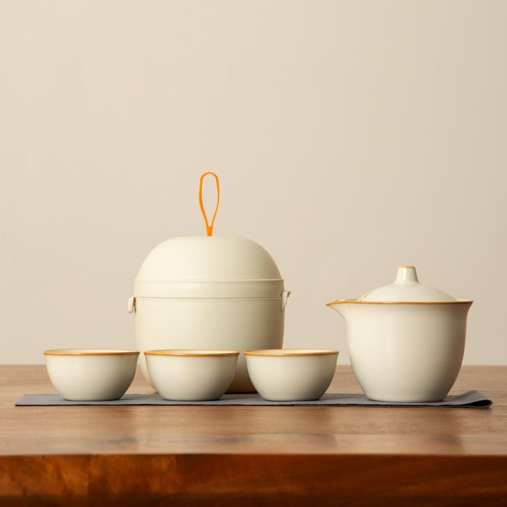 Huang Ru Kiln Portable Travel Tea Set Kuaike Cup High Value Advanced Sense Souvenir Business Event Gifts
