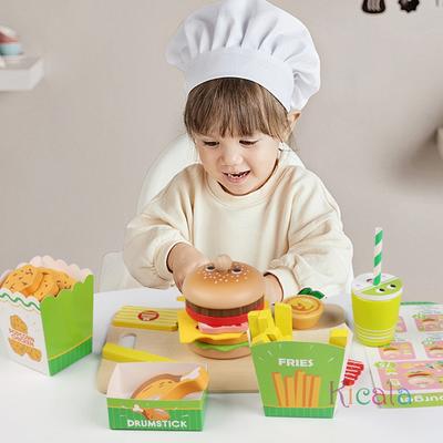 Детский игровой набор Кухня Бургеры Картошка Фри Еда Игровой Домик Игры Гамбургер Сэндвич Складывание Готовка Детская Игра Притворство Игрушка Рождественский Подарок