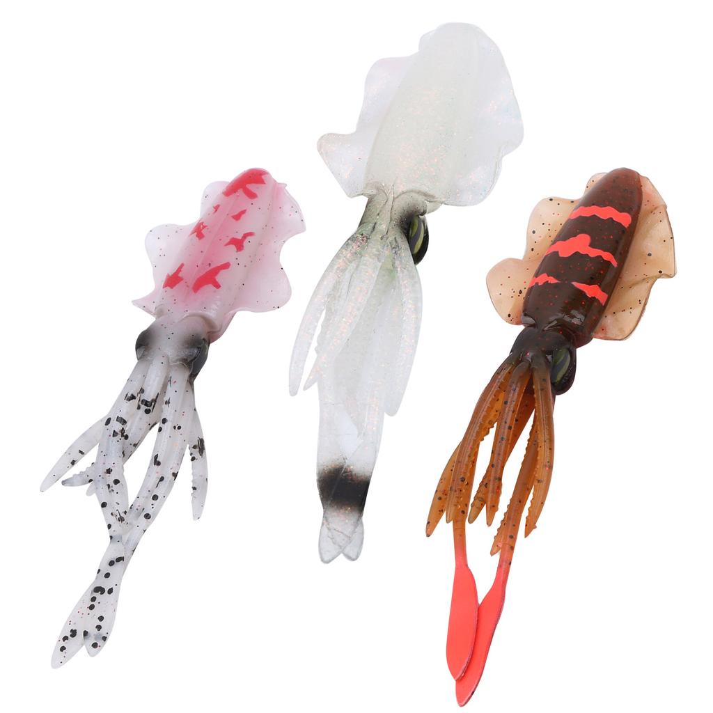 3PCS Simulation Artificial Squid Deep Sea Soft Lure Bait Sea Fishing Trolling Accessory