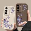 Матовый чехол для телефона TPU с принтом фиолетовой бабочки для Samsung S25 Ultra S24 FE S23 A16 A56 A36 A55 A15 A35 A54, мягкий противоударный защитный бампер для объектива