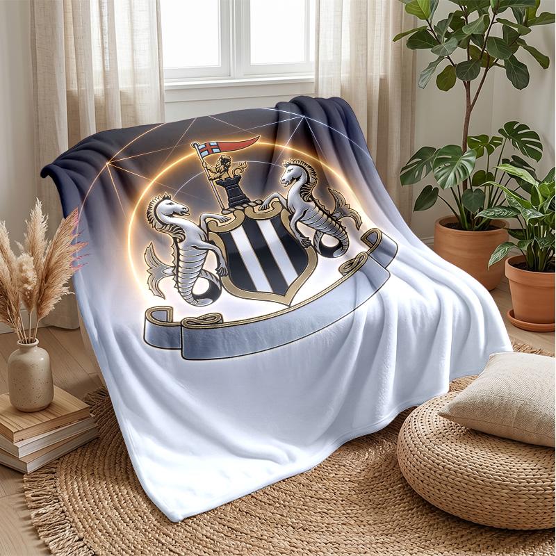 Newcastle United Football Print Flannel Blanket, Soft Warm Lightweight Throw Blanket for Sofa Bed Camping