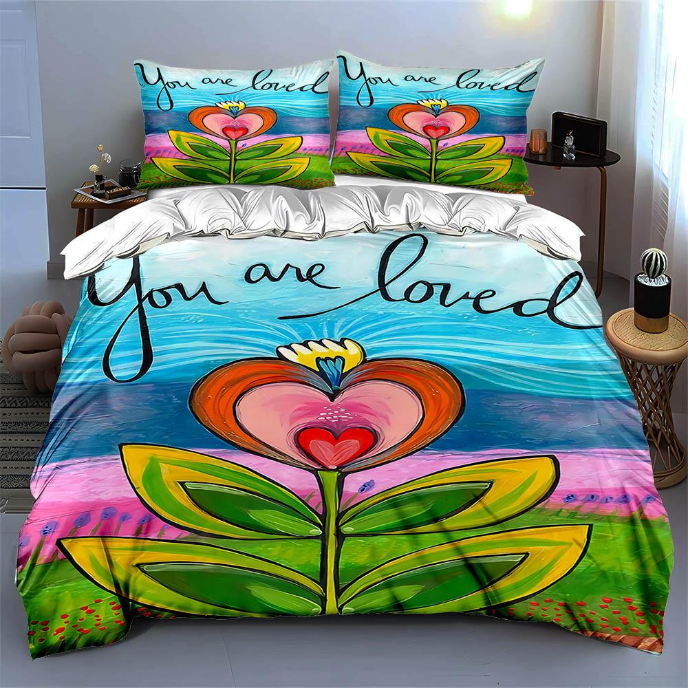 Colorful, floral, artistic. Bedding Duvet cover sets Duvet covers Pillowcases gifts (1 * Duvet Cover 2 * Pillowcases, without duvet insert)