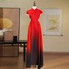 Cheongsam new temperament Chinese style young gradual change skirt stage table performance clothes black and red yarn