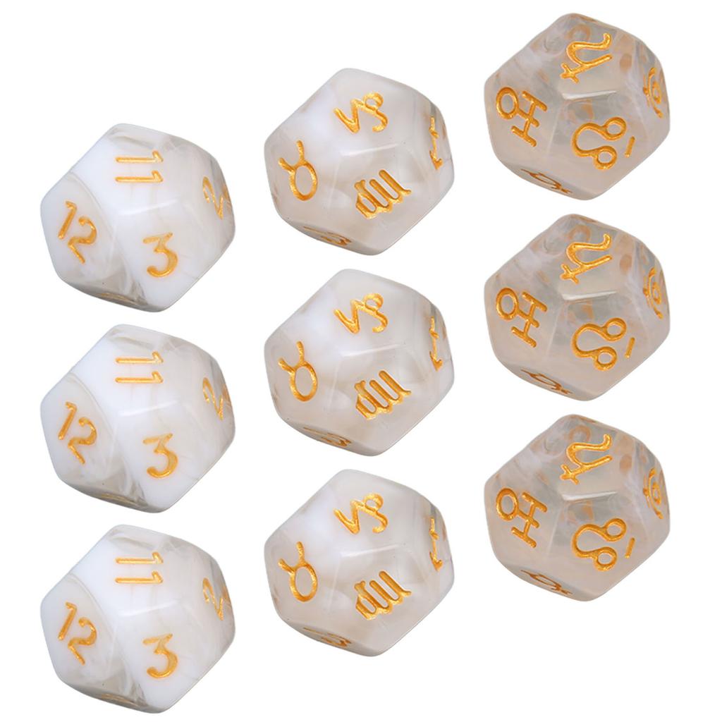 9PCS Polyhedral Dice Set Waterproof Plastic Lightweight Portable Table Gaming Dices for Travel Picnic White