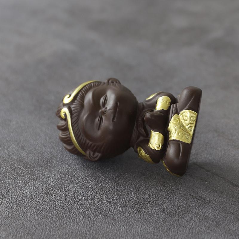 LUWU Purple Clay Teapets Cute Monkey Tea Play Chinese Tea Set Decoration