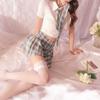 Sex Suit College Style Uniform Plaid Skirt Underwear Women's Summer Pleated Skirt Sweet Two-piece Suit