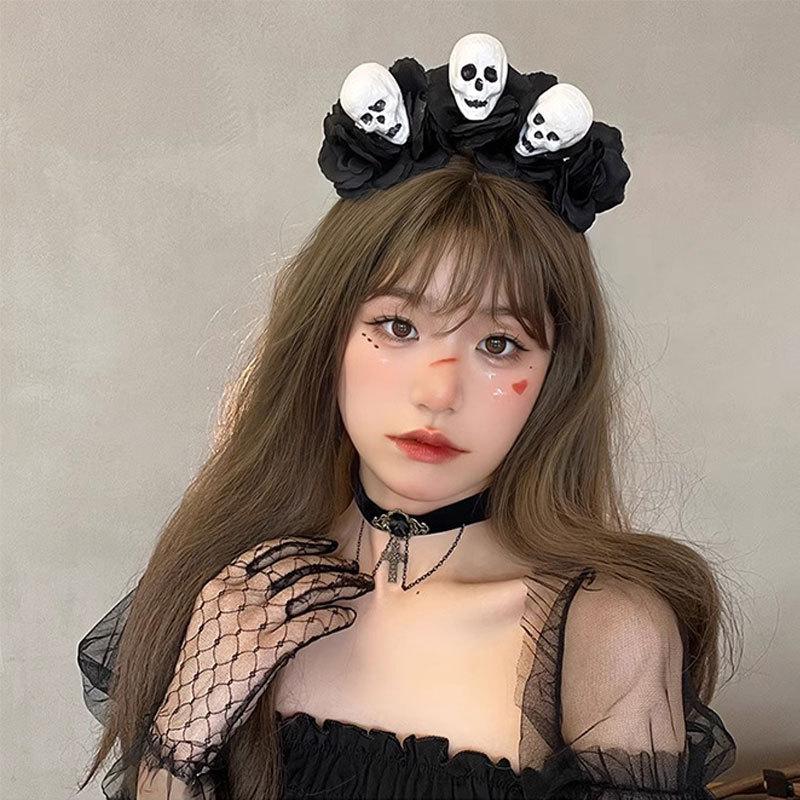 Повязка на голову в виде венка из роз, фотореквизит, бохо, Хэллоуин, головной убор для вечеринки, костюма, головной убор для Дня мертвых