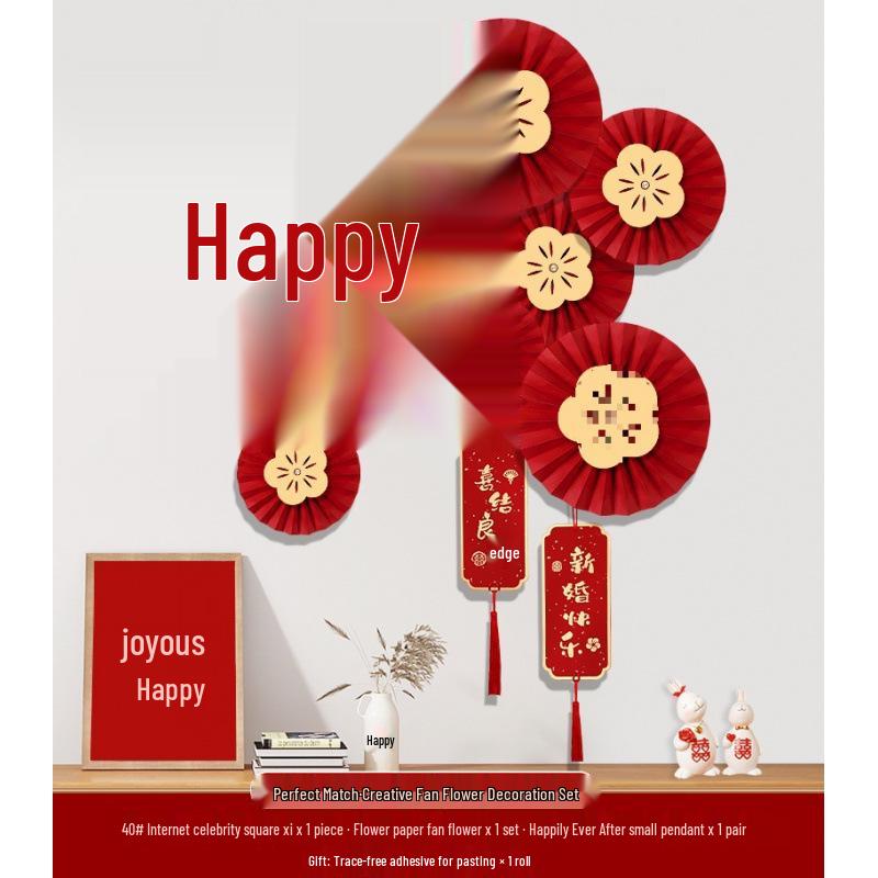 Double Happiness Wedding Wall Sticker Set for Staircase & Living Room Decoration