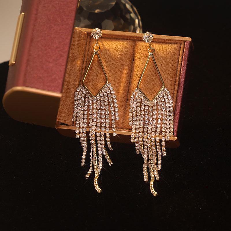 Exaggerated Temperament, Long Tassel Earrings for Women, Elegant Personality, Face Shaping Earrings, Fashionable Geometric Earrings