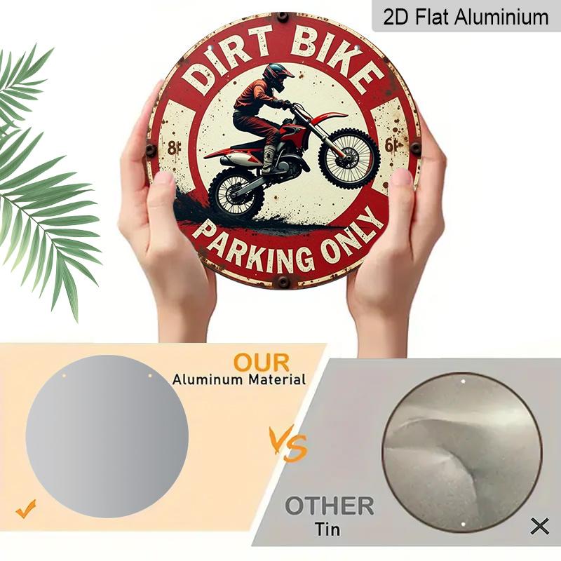 2D Flat 1pc, 8x8 in, Printed Aluminum Metal Signage, Motocross Exclusive Parking Area Theme Decoration, Suitable for Door Decoration, Wall, Home