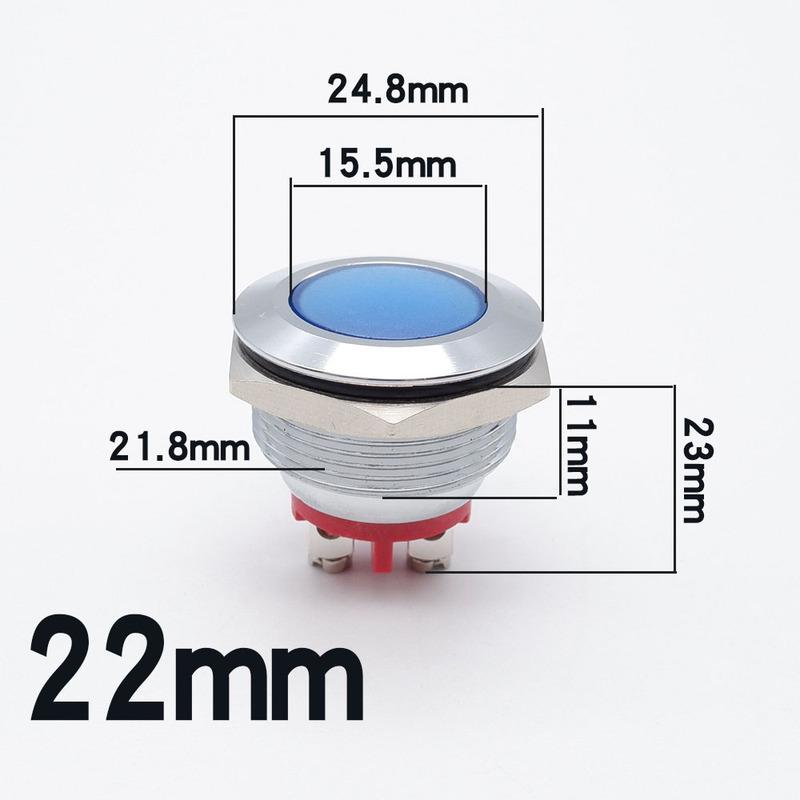 20 pcs LED Metal Indicator Light Warning Signal Lamp 16mm 19mm 22mm Waterproof Red Yellow Blue Green White 6V 12V 24V 110V 220V