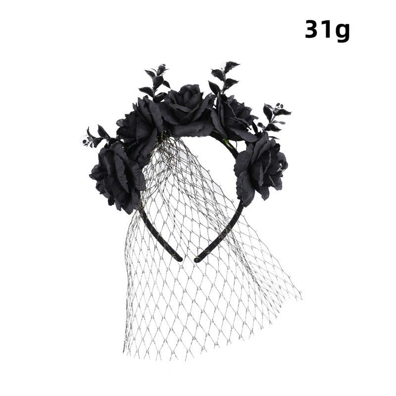 Повязка на голову в виде сетки для волос на Хэллоуин с розами, привидениями, фестивалями, представлениями, вечеринками, повязками на голову, венками, вуалями, аксессуарами для волос
