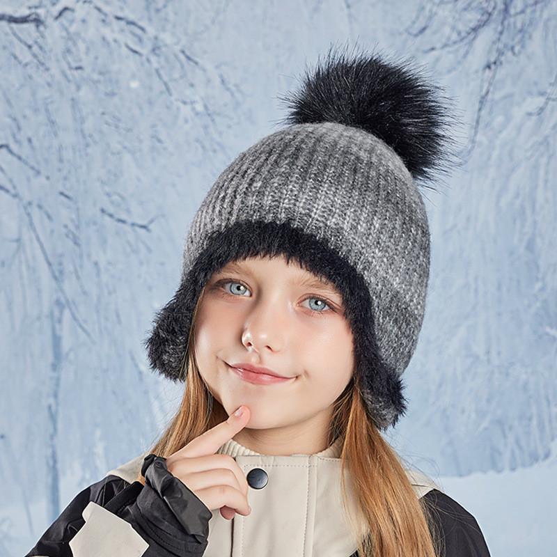 Children Knit Hat With Earmuff Protection For Winter Outdoor Warmth And Style