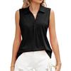 Summer Solid Color Polo Loose T-shirt Top Women's Sleeveless Tank Tops