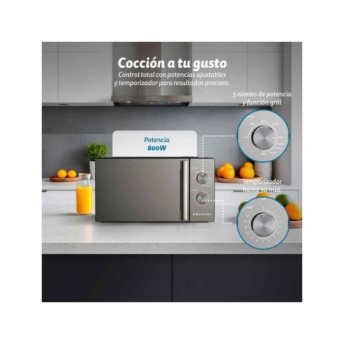 Micro-ondes Grill - GRUNKEL - MWG-20ESPEJO - 20L - 800W - Noir